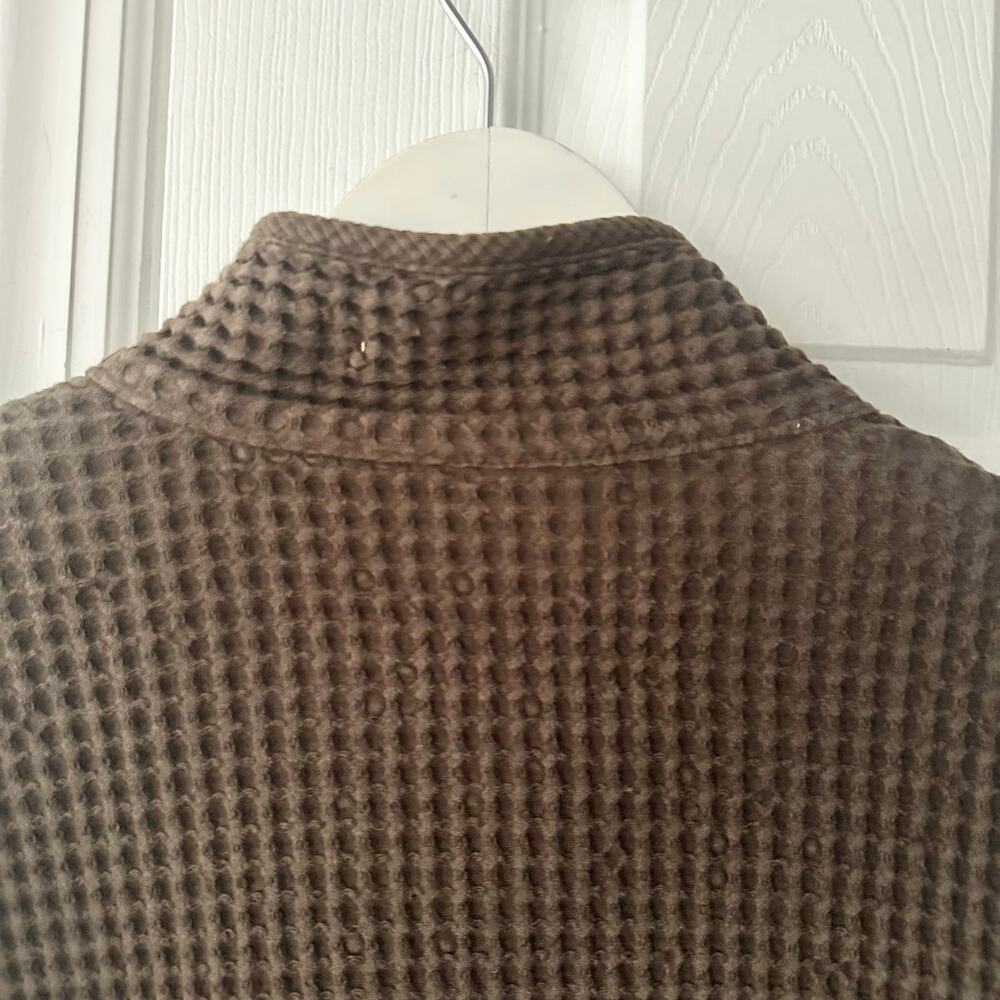FOCUS Cotton Chocolate Brown Waffle Texture Lagenlook Wood Buttons Jacket XL - Picture 9 of 10